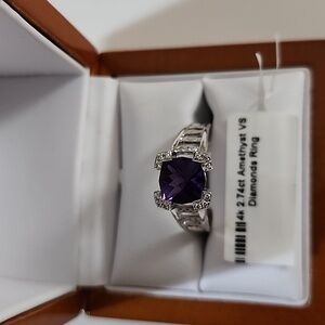14k WG 2.74 cttw Amethyst VS Diamond Ring